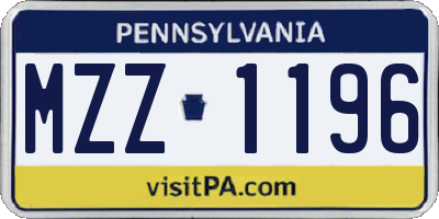 PA license plate MZZ1196