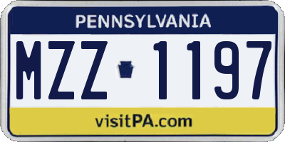 PA license plate MZZ1197
