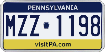 PA license plate MZZ1198
