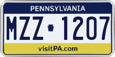 PA license plate MZZ1207