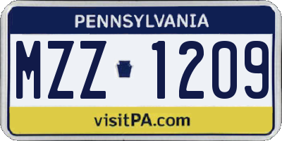 PA license plate MZZ1209