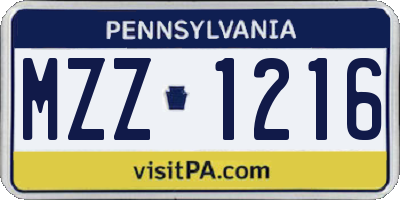 PA license plate MZZ1216