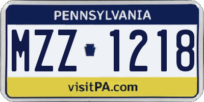 PA license plate MZZ1218