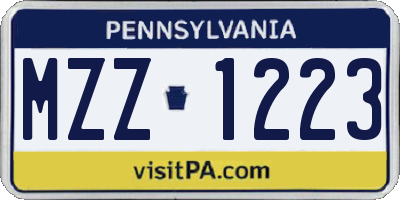 PA license plate MZZ1223