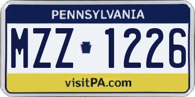 PA license plate MZZ1226