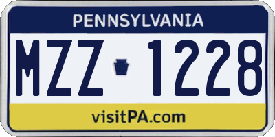 PA license plate MZZ1228