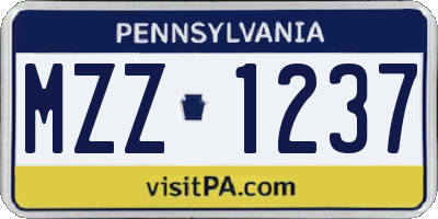 PA license plate MZZ1237