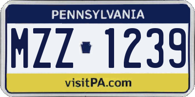 PA license plate MZZ1239