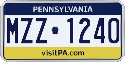 PA license plate MZZ1240