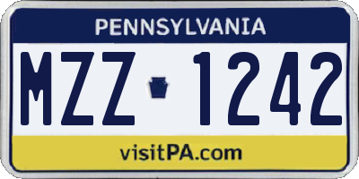 PA license plate MZZ1242