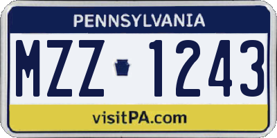 PA license plate MZZ1243