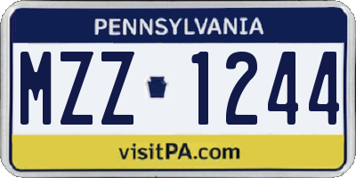 PA license plate MZZ1244