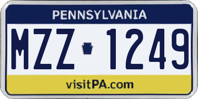 PA license plate MZZ1249