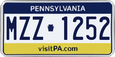 PA license plate MZZ1252