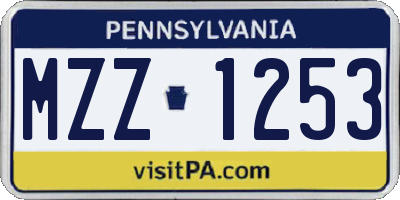 PA license plate MZZ1253