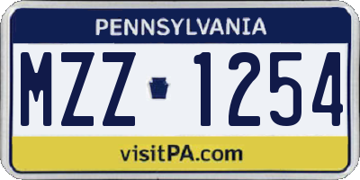 PA license plate MZZ1254