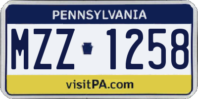 PA license plate MZZ1258