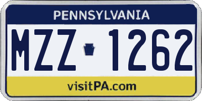 PA license plate MZZ1262