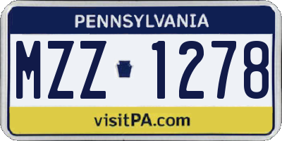 PA license plate MZZ1278