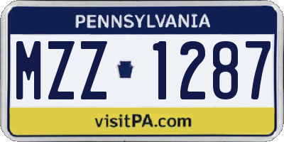 PA license plate MZZ1287