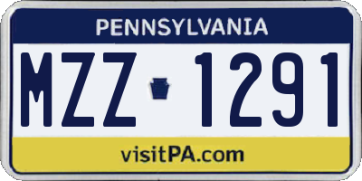 PA license plate MZZ1291