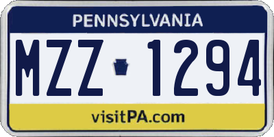 PA license plate MZZ1294