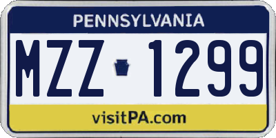 PA license plate MZZ1299