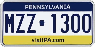 PA license plate MZZ1300