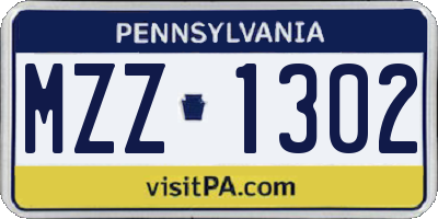 PA license plate MZZ1302