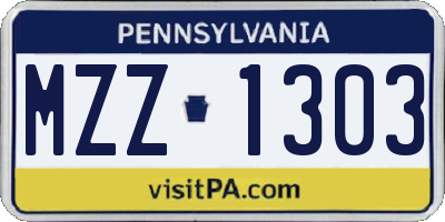 PA license plate MZZ1303