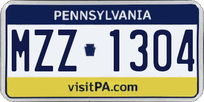 PA license plate MZZ1304