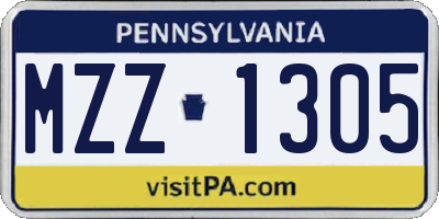 PA license plate MZZ1305