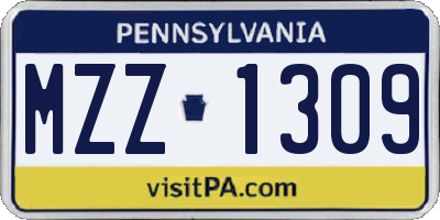 PA license plate MZZ1309