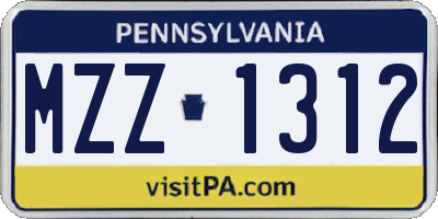 PA license plate MZZ1312