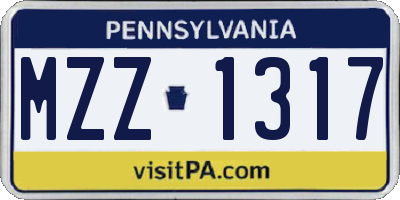 PA license plate MZZ1317
