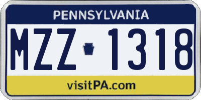 PA license plate MZZ1318