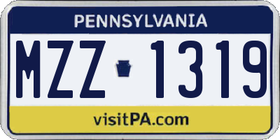 PA license plate MZZ1319