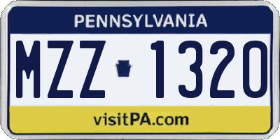 PA license plate MZZ1320