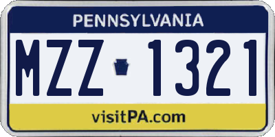 PA license plate MZZ1321