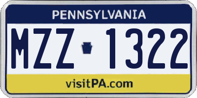 PA license plate MZZ1322