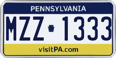 PA license plate MZZ1333