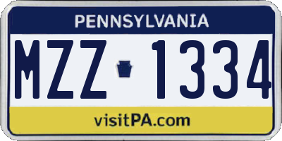 PA license plate MZZ1334