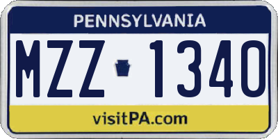 PA license plate MZZ1340