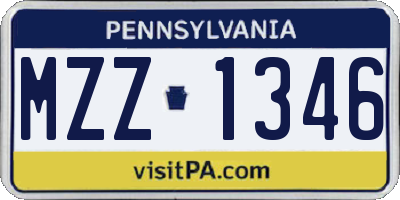 PA license plate MZZ1346