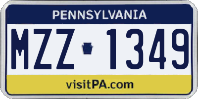 PA license plate MZZ1349