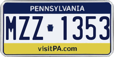 PA license plate MZZ1353