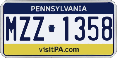 PA license plate MZZ1358