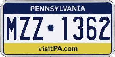 PA license plate MZZ1362