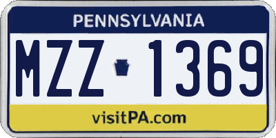 PA license plate MZZ1369