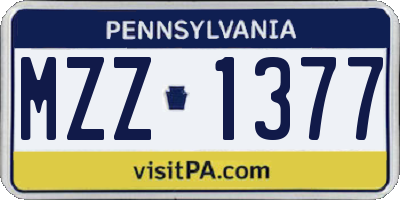 PA license plate MZZ1377